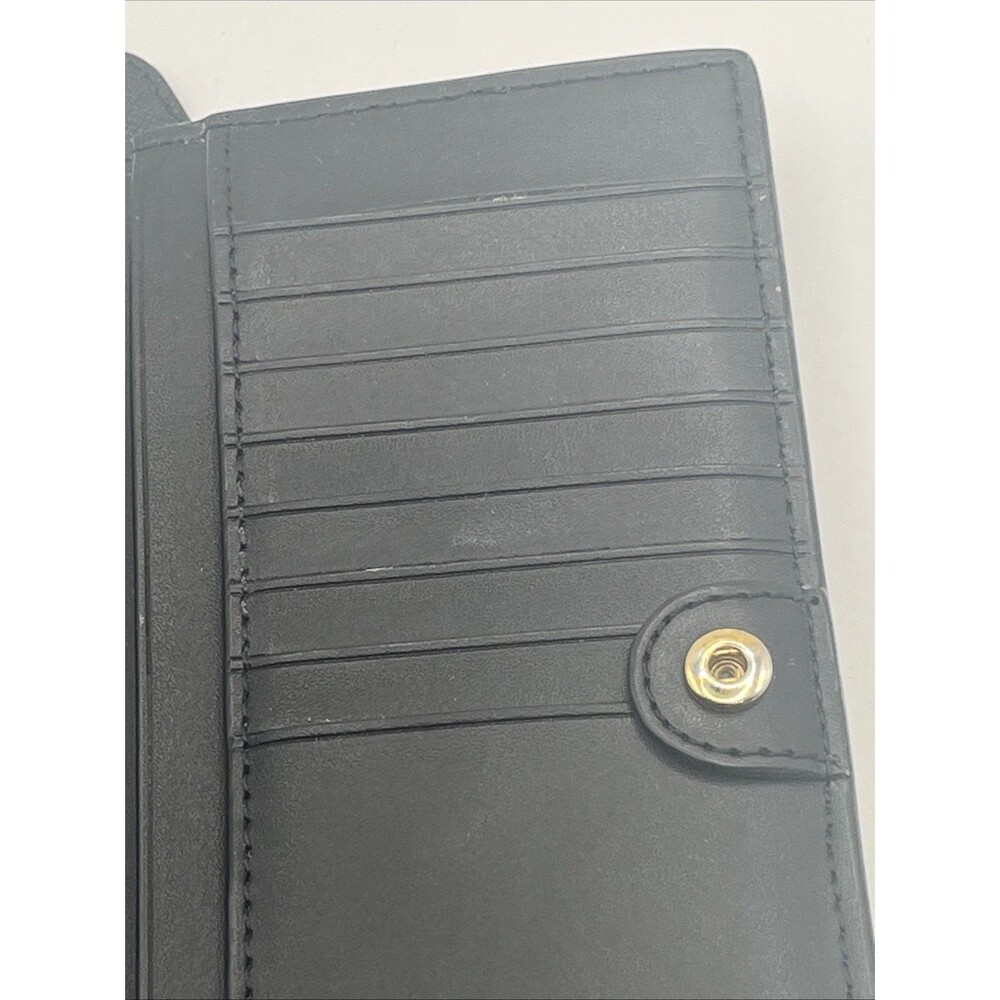 Lauren Ralph Lauren Crosshatch Leather Slim Snapped-Closure Wallet Black Used - Picture 6 of 7